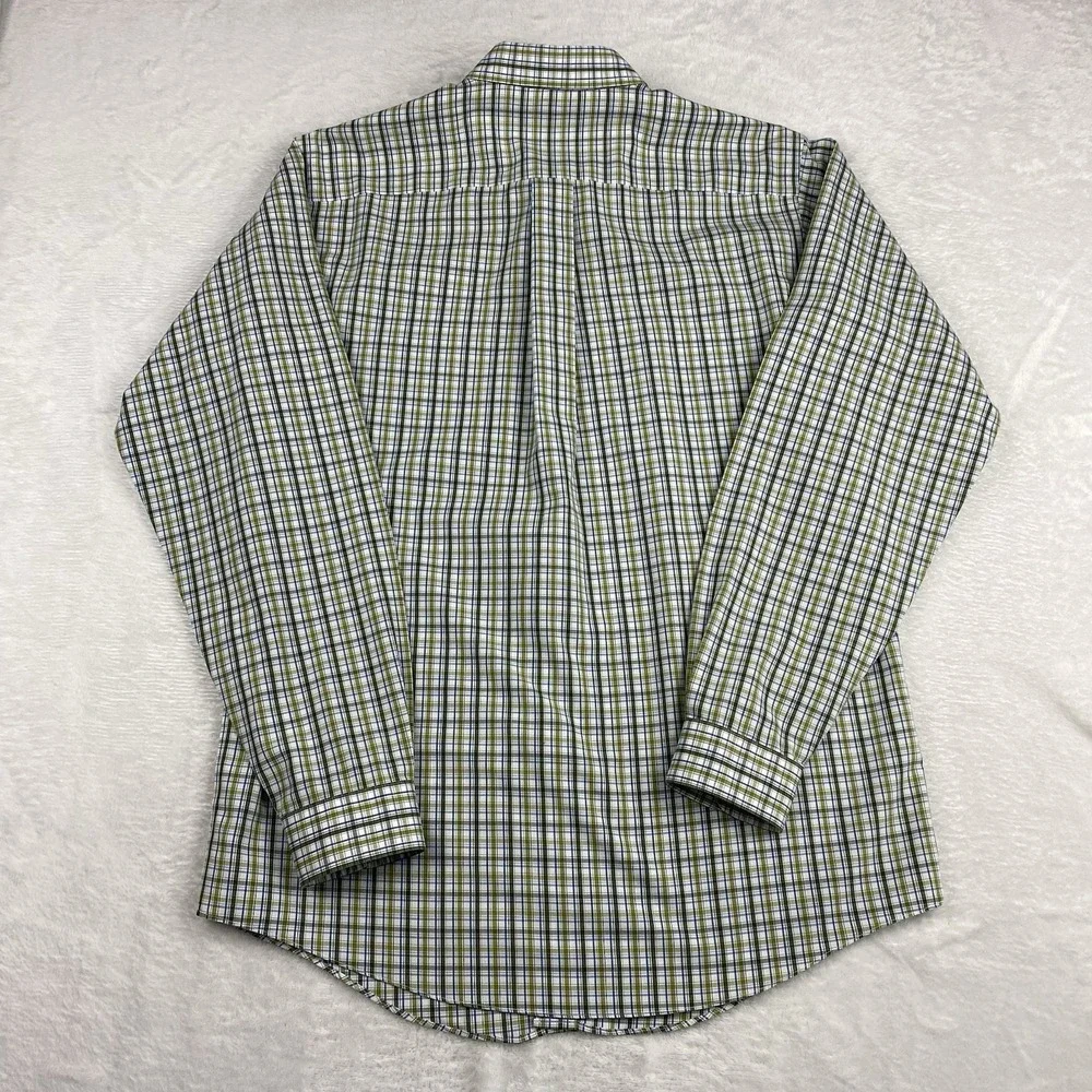 Brooks Brothers Boys XL Green White Plaid Dress Shirt Non-Iron Long Sleeves